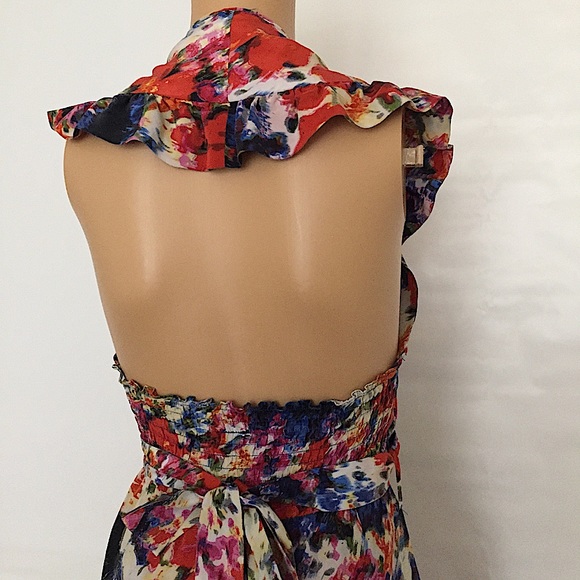Anthropologie Postella Silk Halter Floral Dress - Picture 13 of 16